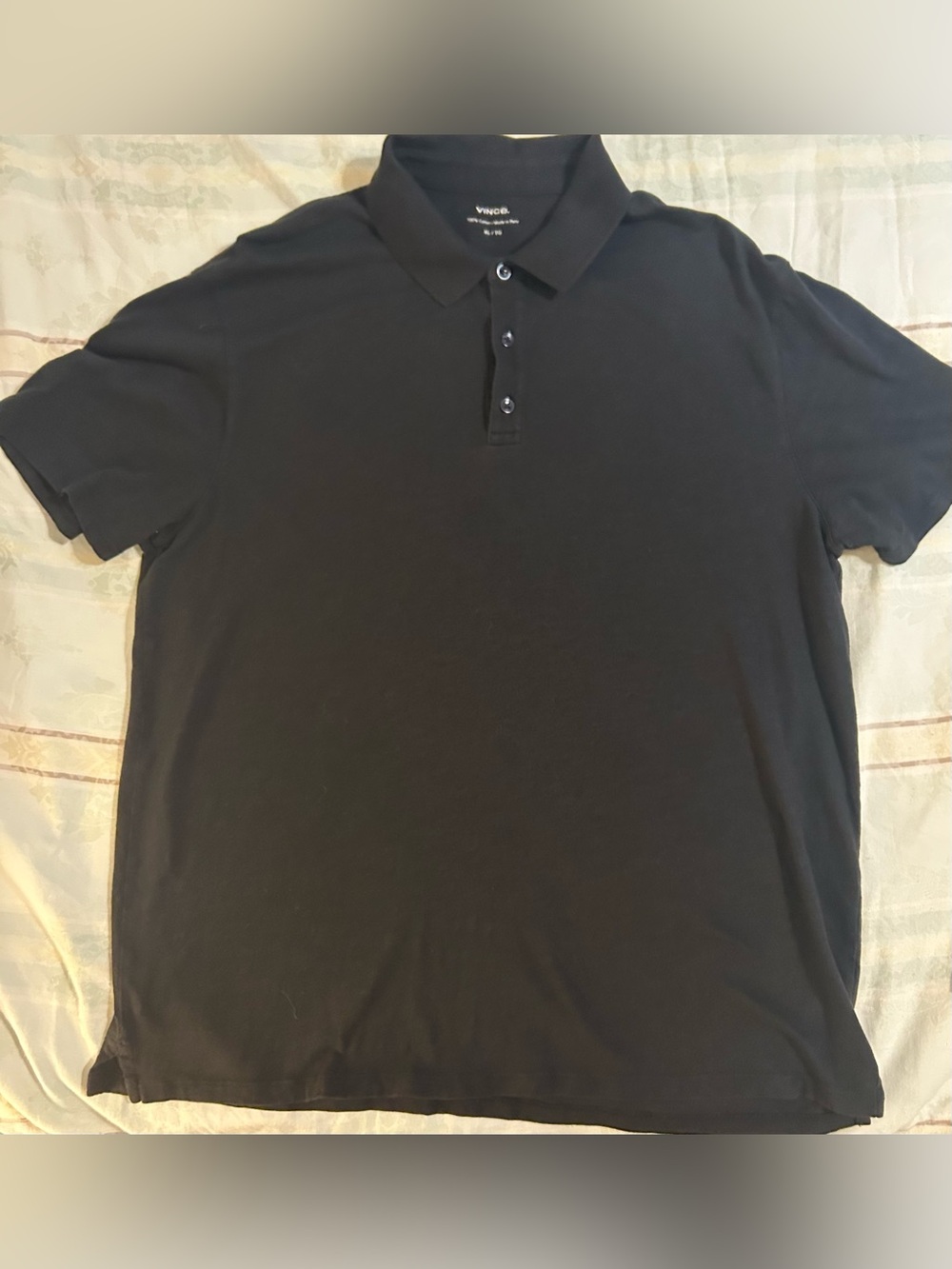 Vince Men’s Black Short-Sleeve Cotton Polo Shirt